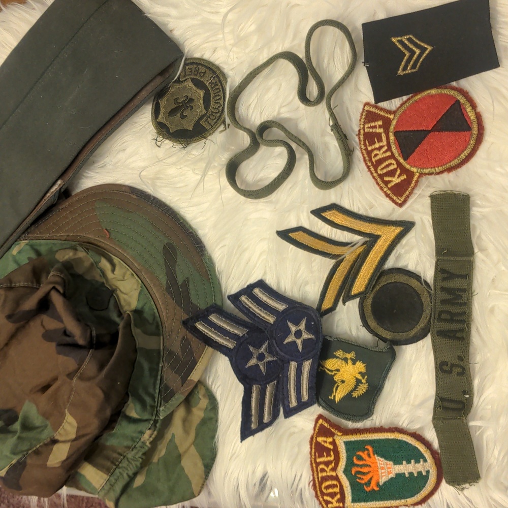 Army Bundle Hats Patches Pin Etc - image 1
